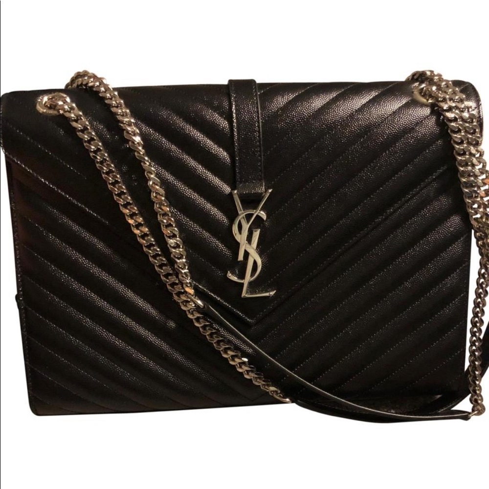 YSL black silver chain